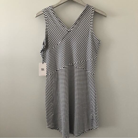 Tail Activewear Stripe V Neck Dress with Cross Over Panel NEW - Picture 4 of 7